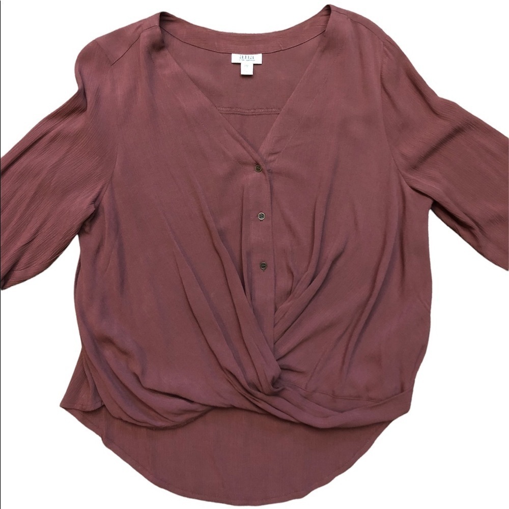 Draped Knot Front Button Top Shirt